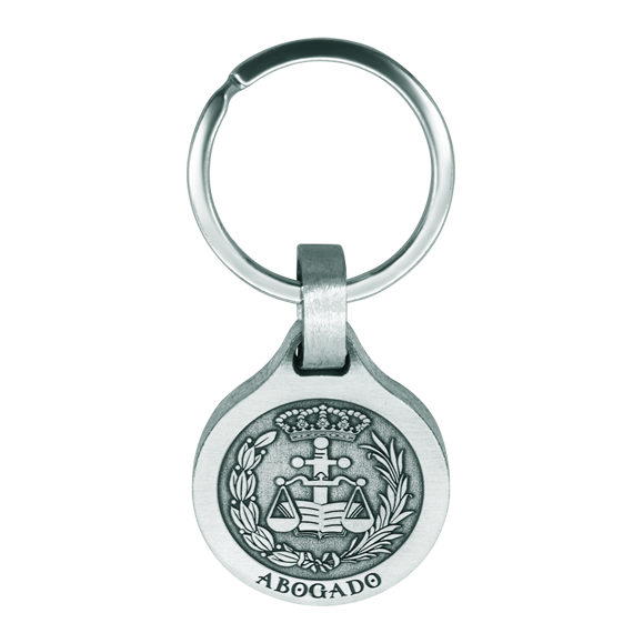 Llavero de facultad de Derecho en aluminioReferencia: LL0347Llavero con escudo del colegio de Abogados en tallado en aluminio de 5mm.