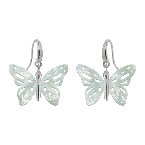 Pendientes "Mariposa" Art Nouveau en plata y nacarReferencia: PE1608Pendientes de mariposa con alas Art Nouveau en nacar y cuerpo en plata de 1ª ley.Piezas de museo inspiradas en las obras mas representativas del movimiento Art Nouveau y Art Déco, y del modernismo de finales del siglo XIX y principios del siglo XX.