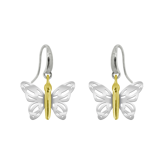 Boucles d'oreilles "papillon" Art Nouveau en argent et orReferencia: PE1686Boucles d'oreilles papillon Art Nouveau avec ailes en argent sterling et corps plaqué or.Pièces de musée inspirées des œuvres les plus représentatives des mouvements Art nouveau et Art déco, et du modernisme de la fin du XIXe siècle et du début du XXe siècle.