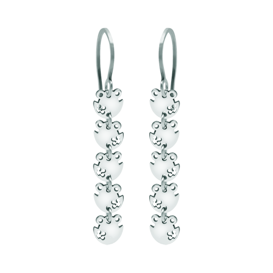 Boucles d'oreilles en argent "Silhouettes de grenouille"Referencia: PE3189Boucles d'oreilles en argent sterling avec 5 silhouettes de grenouilles de 8 mm reliées entre elles.