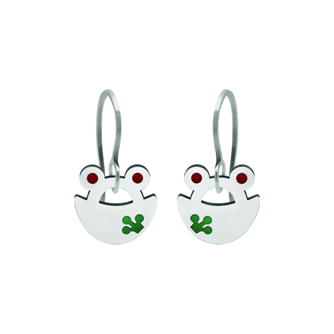 Edelstahl-Ohrringe "Froschsilhouette"Ref. Code: PE3204Ohrringe aus gebackenem, emailliertem und poliertem Stahl.