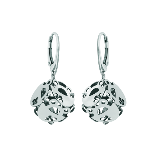 Silberne Ohrringe "Froschwürfel"Ref. Code: PE3213Silberne Ohrringe mit 6 Froschsilhouetten, die einen Würfel bilden.