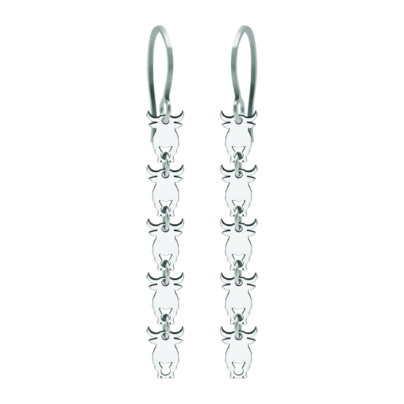 Silberne Ohrringe "Stiere"Ref. Code: PE3230Ohrringe aus Sterlingsilber mit 5 verbundenen 7x10mm Bullen.