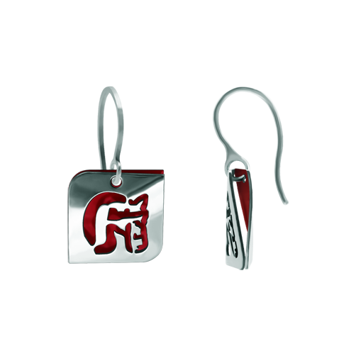 Boucles d'oreilles en argent et acier "Silhouette de cheval courbé"Referencia: PE3243Boucles d'oreilles en argent sterling et acier émaillé poli.