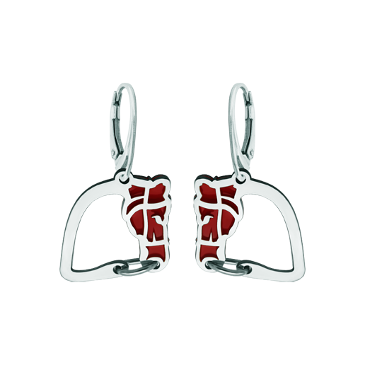 Boucles d'oreilles en argent et acier "Silhouette de cheval"Referencia: PE3244Boucles d'oreilles en argent sterling et acier émaillé poli.