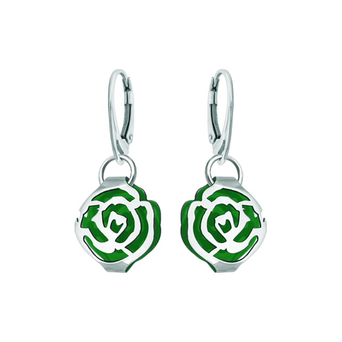 Boucles d'oreilles Art Nouveau en argent "Rose"Referencia: PE3248Boucles d'oreilles Art Nouveau en argent sterling émaillé avec une rose ajourée.