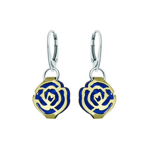 Boucles d'oreilles Art Nouveau en or "Rose"Referencia: PE3249Boucles d'oreilles Art Nouveau en or 9 kt émaillé et rose ajourée.