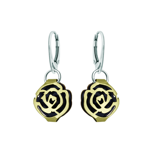 Boucles d'oreilles Art Nouveau en or "Rose"Referencia: PE3249Boucles d'oreilles Art Nouveau en or 9 kt émaillé et rose ajourée.