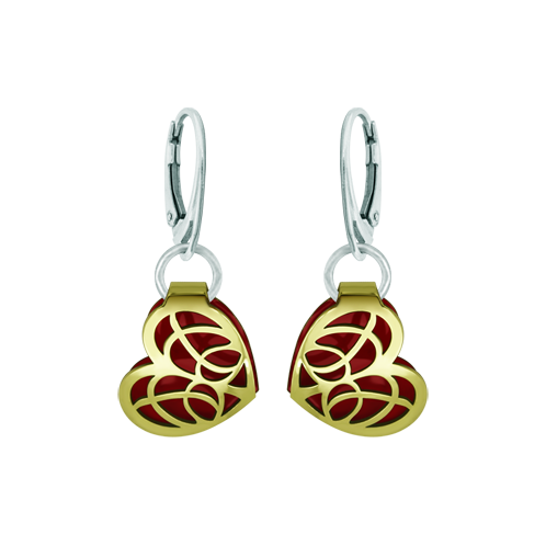 Boucles d'oreilles en or 9 carats "Coeur Art Nouveau"Referencia: PE3251Boucles d'oreilles cœur ajouré Art Nouveau en or 9ct émaillé.