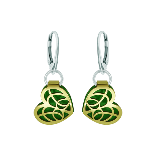 Boucles d'oreilles en or 9 carats "Coeur Art Nouveau"Referencia: PE3251Boucles d'oreilles cœur ajouré Art Nouveau en or 9ct émaillé.