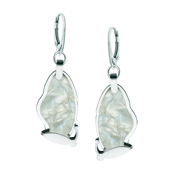 Art Deco Butterfly Earrings in steel and mother-of-pearlRef. code: PE3298Earrings made of polished steel smooth to the touch and mother-of-pearl cellulose.Museum pieces inspired by the most representative works of the Art Nouveau and Art Deco movements, and the modernism of the late nineteenth and early twentieth centuries.