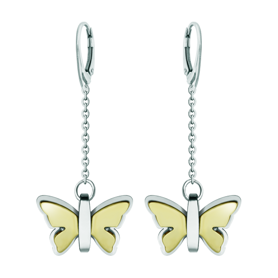 Boucles d'oreilles papillon Art déco en or et acier inoxydableReferencia: PE3307Boucles d'oreilles en acier poli, lisse au toucher et plaqué or.Pièces de musée inspirées des œuvres les plus représentatives des mouvements Art nouveau et Art déco, et du modernisme de la fin du XIXe siècle et du début du XXe siècle.