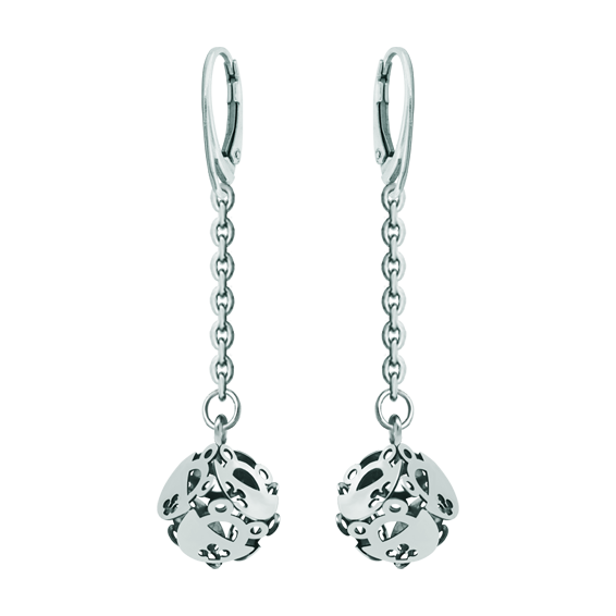 Boucles d'oreilles en argent "Frog Cube"Referencia: PE3309Boucles d'oreilles en argent avec 6 silhouettes de grenouilles formant un cube.