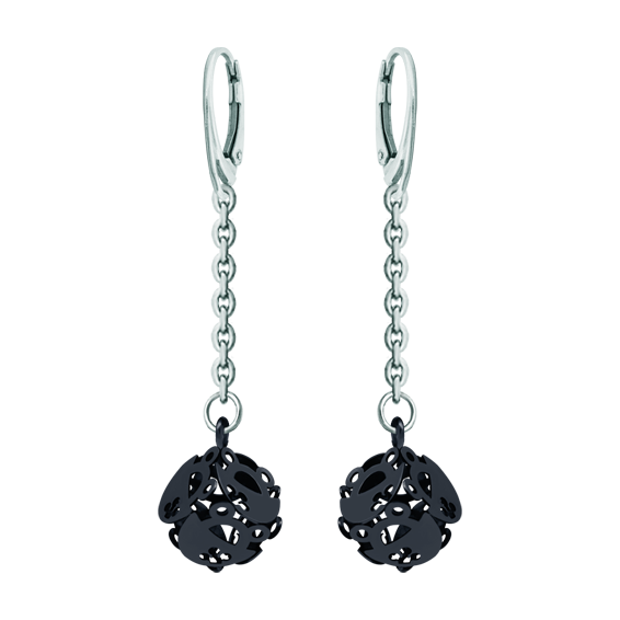 "Cube of frogs" ruthenium plated earringsRef. code: PE3311Ruthenium plated earrings, with frogs as a cube.
