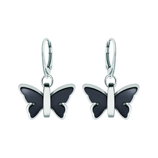 Pendientes de Mariposas Art Déco en acero y rutenioReferencia: PE3327Pendientes fabricados en acero pulido suave al tacto y chapados en rutenio.Piezas de museo inspiradas en las obras mas representativas del movimiento Art Nouveau y Art Déco, y del modernismo de finales del siglo XIX y principios del siglo XX.