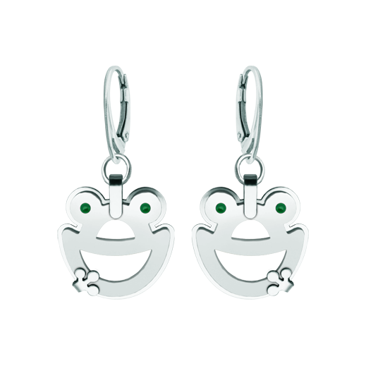 Boucles d'oreilles grenouille en argent et acierReferencia: PE3330Boucles d'oreilles en argent sterling et en acier inoxydable poli.
