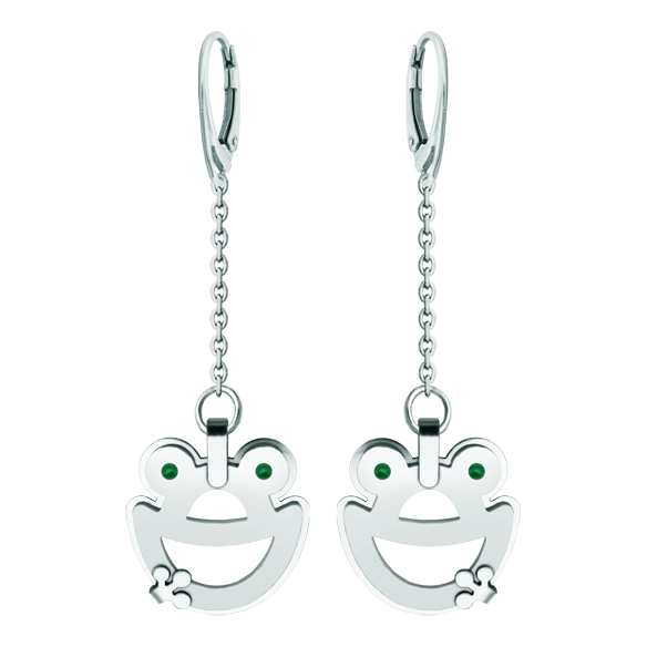 Frosch-Ohrringe aus Silber und StahlRef. Code: PE3331Ohrringe aus Sterlingsilber und glatt poliertem Edelstahl.