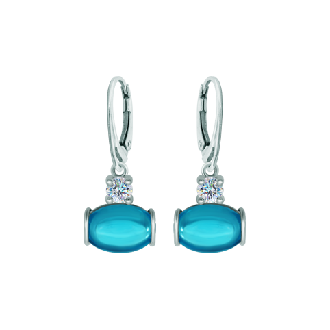 Pendientes de plata con cristal de colores y moissanitaReferencia: PE3346Pendientes fabricados en plata de ley con un cabujón de cristal de colores de 14x10mm y una moissanita talla brillante de 5mm engastada.La moissanita es una gema preciosa creada en laboratorio que se ha ganado un lugar especial en la joyería por su belleza y cualidades únicas, deslumbra por su brillo superior al del diamante y su gran resistencia (9,25 en la escala de Mohs).Descubierta originalmente en un meteorito a finales del siglo XIX, y ese origen “estelar” le otorga un encanto singular.Llena de destellos únicos, combina lujo y elegancia en una sola joya.
