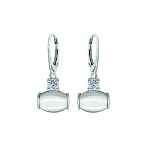 Sterling silver earrings with moissanite and rock crystalRef. code: PE3346Earrings made in sterling silver with a 14x10mm colored crystal cabochon and a 5mm brilliant cut moissanite set.Moissanite is a precious gemstone created in a laboratory that has earned a special place in jewelry for its beauty and unique qualities, it dazzles for its brilliance superior to diamond and its great resistance (9.25 on the Mohs scale).Originally discovered in a meteorite at the end of the 19th century, this 