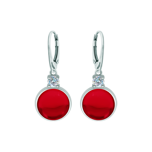 Silver earrings with color crystal and moissaniteRef. code: PE3348Earrings made in sterling silver with a 14x14mm colored crystal cabochon and a 5mm brilliant cut moissanite set.Moissanite is a precious gemstone created in a laboratory that has earned a special place in jewelry for its beauty and unique qualities, it dazzles for its brilliance superior to diamond and its great resistance (9.25 on the Mohs scale).Originally discovered in a meteorite at the end of the 19th century, this 