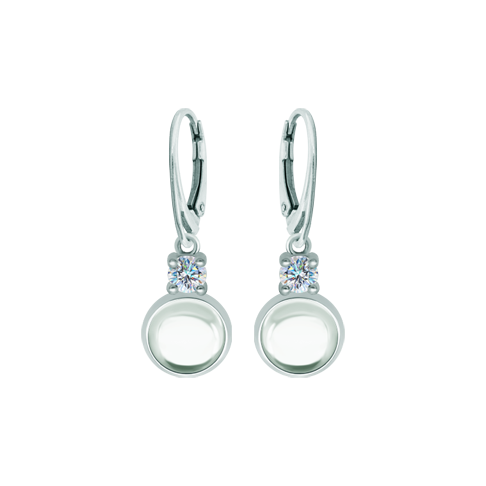 Sterling silver earrings with moissanite and rock crystalRef. code: PE3349Sterling silver earrings with a 12x12mm colored crystal cabochon and a 5mm brilliant cut moissanite.Moissanite is a precious gemstone created in a laboratory that has earned a special place in jewelry for its beauty and unique qualities, it dazzles for its brilliance superior to diamond and its great resistance (9.25 on the Mohs scale).Originally discovered in a meteorite at the end of the 19th century, this 