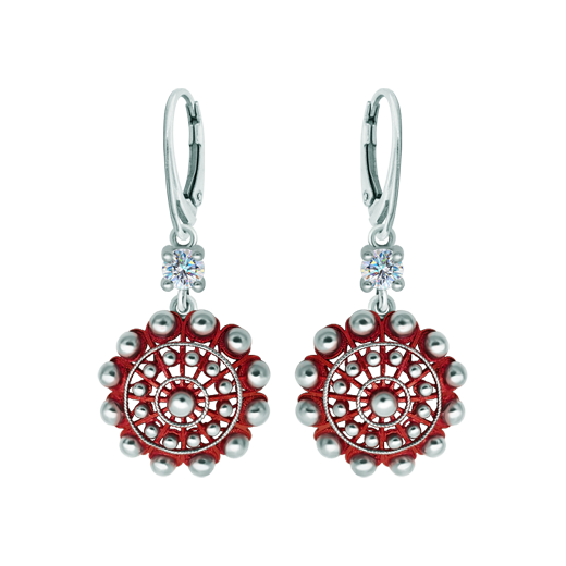 Pendientes Botón Charro de plata esmaltada con moissanitaReferencia: PE3357Pendientes fabricados en plata de ley esmaltada al horno acompañados de una moissanita talla brillante de 5mm engastada.La moissanita es una gema preciosa creada en laboratorio que se ha ganado un lugar especial en la joyería por su belleza y cualidades únicas, deslumbra por su brillo superior al del diamante y su gran resistencia (9,25 en la escala de Mohs).Descubierta originalmente en un meteorito a finales del siglo XIX, y ese origen “estelar” le otorga un encanto singular.Llena de destellos únicos, combina lujo y elegancia en una sola joya.