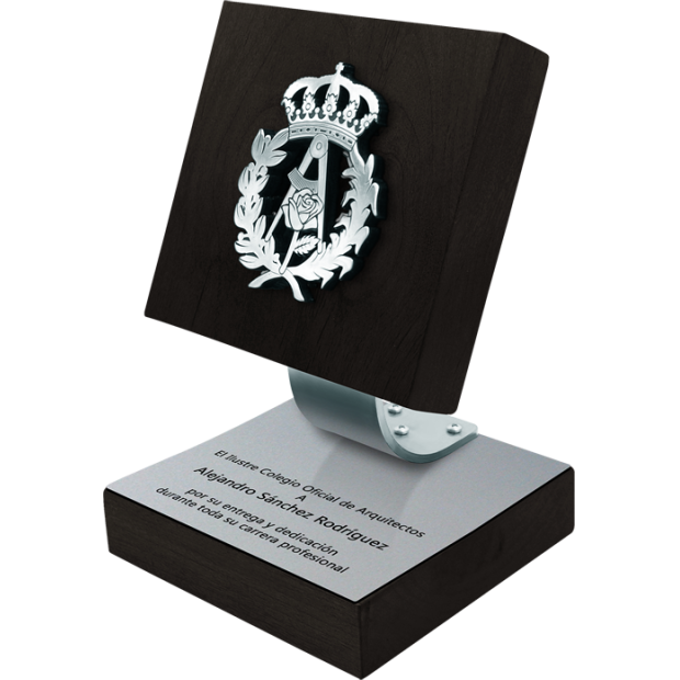 Trophy of steel and solid wood professions "Architecture"Ref. code: PL0337Trophy made of steel and solid wood with engraved anagram.Possibility of engraving a commemorative text.We create different trophies, awards or commemorative plaques, personalized with any anagram, shield or logo.Base dimensions: 14x14x3cm.Plate dimensions: 14x14x3cm.Shield measures: 9x11cm.We have all professions and careers available: Advocacy (Lawyer / Law), Commercial Agent, Quantity Surveyor, Architect (Architecture), ATS (Nursing), Fine Arts, Biological Sciences (Biology), Exact Sciences, Physical Sciences, Political Sciences, Political and Economic Sciences, Chemical Sciences, Commerce, Draftsman, Economics, Business, Pharmacy, Philosophy and Letters, Geography, Geological (Geology), Social Graduate, Computer Science, Agricultural Engineering, Civil Engineering, Electronic Engineering, Forestry Engineering, Mining Engineering, Naval Engineering, Higher Industrial Engineering, Industrial Technical Engineering, Telecommunications Engineering, Textile Engineering, Jewelry, Teaching, Medicine, Music, Psychology, Topography, Dentistry, Optics, Journalism, Veterinary Medicine.And if we don't have yours, please contact us.