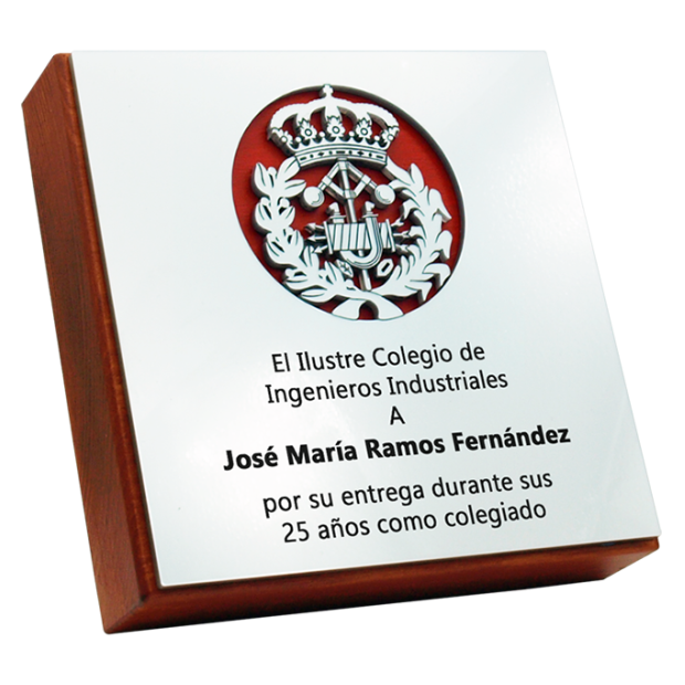 Trophy of solid wood professions "Industrial Engineers"Ref. code: PL0339Award made of solid wood with engraved anagram and steel finish.Possibility of engraving a commemorative text.We create different trophies, awards or commemorative plaques, personalized with any anagram, shield or logo.Base dimensions: 14x14x3cm.We have all professions and careers available: Advocacy (Lawyer / Law), Commercial Agent, Quantity Surveyor, Architect (Architecture), ATS (Nursing), Fine Arts, Biological Sciences (Biology), Exact Sciences, Physical Sciences, Political Sciences, Political and Economic Sciences, Chemical Sciences, Commerce, Draftsman, Economics, Business, Pharmacy, Philosophy and Letters, Geography, Geological (Geology), Social Graduate, Computer Science, Agricultural Engineering, Civil Engineering, Electronic Engineering, Forestry Engineering, Mining Engineering, Naval Engineering, Higher Industrial Engineering, Industrial Technical Engineering, Telecommunications Engineering, Textile Engineering, Jewelry, Teaching, Medicine, Music, Psychology, Topography, Dentistry, Optics, Journalism, Veterinary Medicine.And if we don't have yours, please contact us.