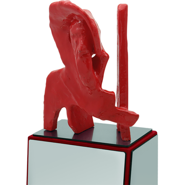 Trofeo en acero y madera maciza "Lazarillo de Tormes"Referencia: PL0391Trofeo fabricado en madera maciza con escultura en volumen.Medidas del logotipo: 13x16cm.Medidas de la base: 14x12x6cm.Medida total: 14x28cm.Posibilidad de grabar un texto conmemorativo.Personalizamos con cualquier anagrama, escudo o logotipo.
