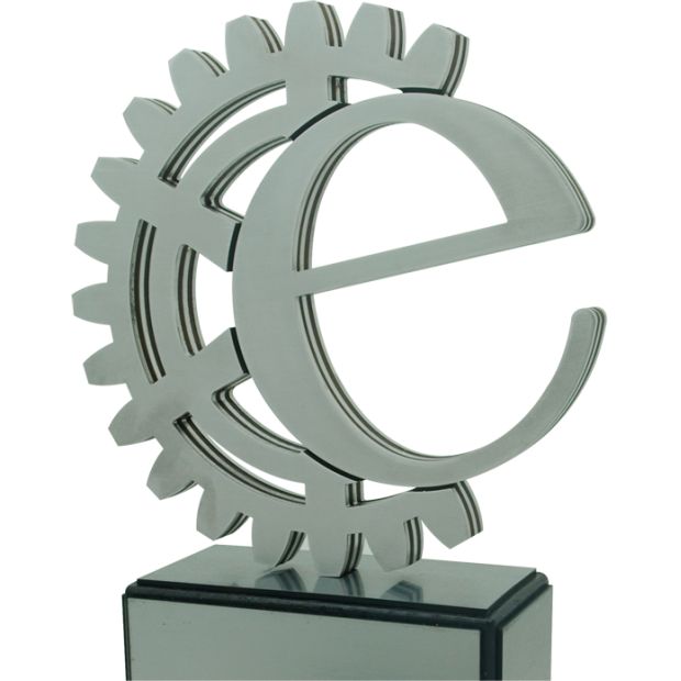 Customized logo steel and wood trophyRef. code: PL0396Trophy made of wood and logo in stainless steel.Logo size: 17x17cm.Base size: 12x14x6cm.Total size: 17x31cm.