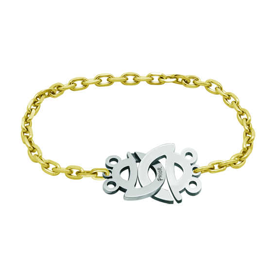 "Frogs" gold, silver and steel braceletRef. code: PU2387Bracelet made of sterling silver and soft stainless steel, with gold plated chain.