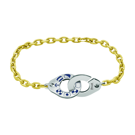 "Nautic flags" gold, silver and steel braceletRef. code: PU2467Bracelet made of sterling silver and soft stainless steel, with gold plated chain.