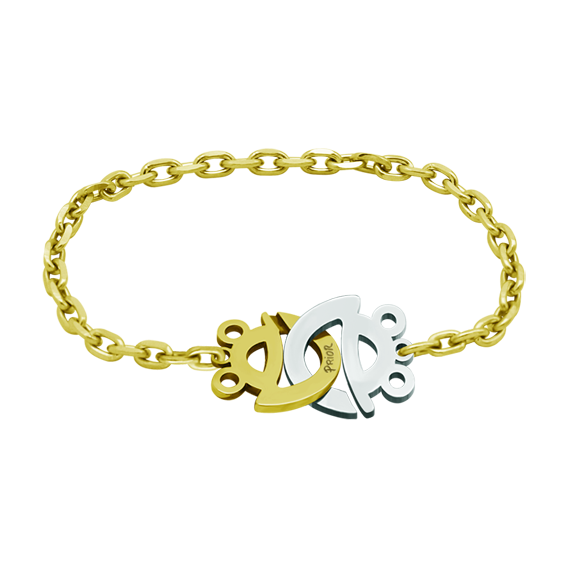 "Frogs" gold and steel braceletRef. Code: PU2530Bracelet made of 18 carat gold, soft stainless steel, and gold plated chain.