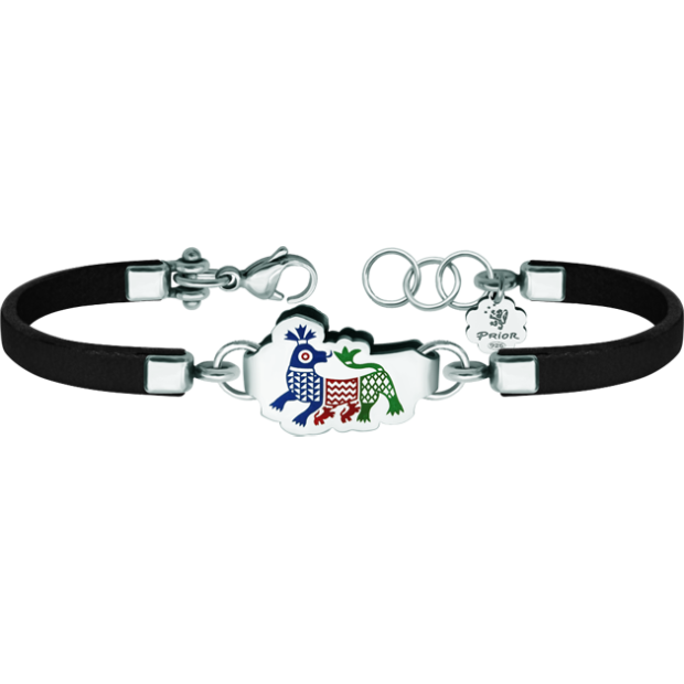 Armband aus Silber, Leder und Stahl "Traditionelle Stickerei aus der Sierra de Francia"Ref. Code: PU26123 mm dickes Lederarmband mit traditionellem Serrano-Motiv, geschnitzt in Sterlingsilber und einbrennlackiert.Inspiriert von der traditionellen Stickerei der Sierra de Francia, typisch für Städte wie La Alberca, Mogarraz und andere Gemeinden in der Sierra, wo Sie diese Kunstwerke genießen können.