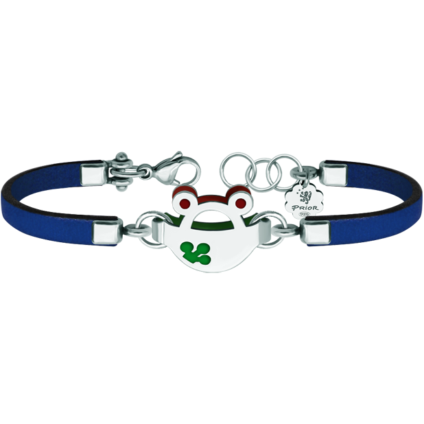 Silber, Stahl und Leder Armband "Frösche"Ref. Code: PU26493 mm dickes Lederarmband mit Froschsilhouette aus gebranntem, emailliertem Sterlingsilber.