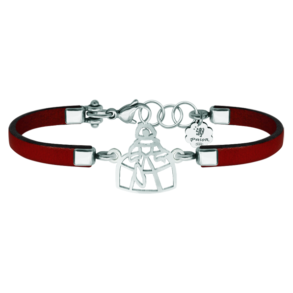 "Menina" silver and leather braceletRef. code: PU2657Menina bracelet made of hand enameled sterling silver and soft stainless steel, and leather bracelet.