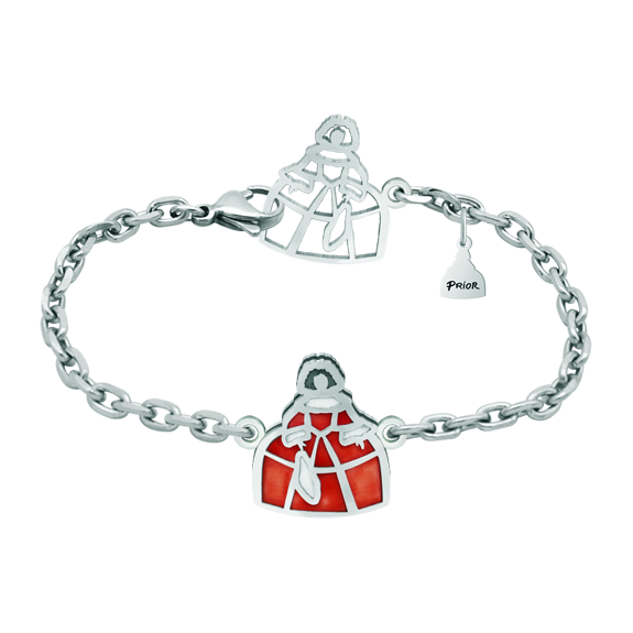 Bracelet en argent avec chaîne "Meninas"Referencia: PU2658Bracelet Menina sculpté en deux hauteurs en argent sterling et émaillé au four, avec un fermoir Menina unique et original en acier poli, lisse au toucher.Un travail d'artisanat méticuleux avec une garantie éternelle.Inspiré par les classiques Ménines de Vélasquez exposées au musée du Prado à Madrid.
