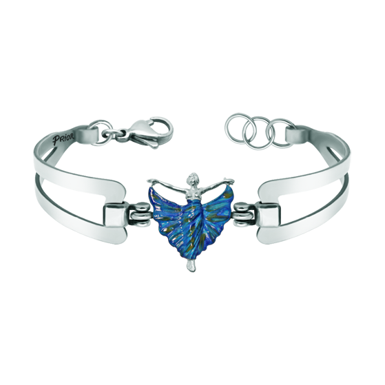 Jugendstil-Armband aus Silber und Stahl "Ballerina"Ref. Code: PU2676Jugendstilarmband aus handemailliertem Sterlingsilber mit Stahlarmband.Museumsstücke, die von den repräsentativsten Werken des Jugendstils, des Art déco und des Modernismus des späten 19. und frühen 20. Jahrhunderts inspiriert sind.