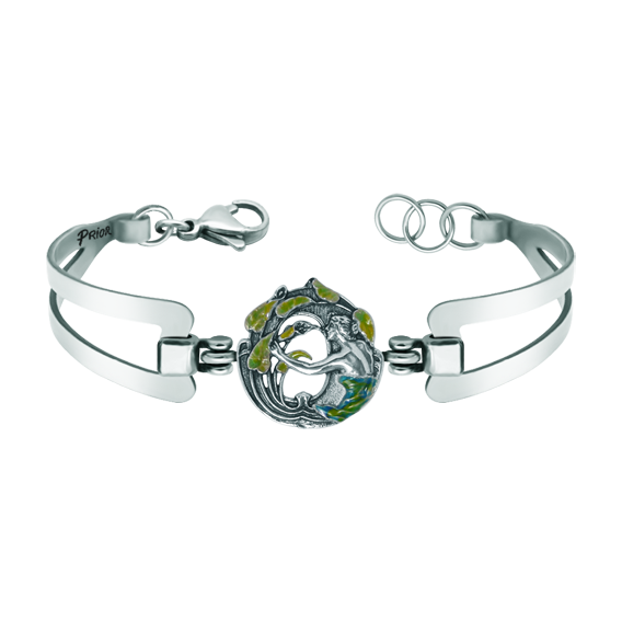Pulsera Art Nouveau de plata y acero "Mujer agarrando una hoja"Referencia: PU2677Pulsera Art Nouveau fabricada en plata de ley esmaltada a mano con brazalete de acero.Piezas de museo inspiradas en las obras mas representativas del movimiento Art Nouveau y Art Déco, y del modernismo de finales del siglo XIX y principios del siglo XX.