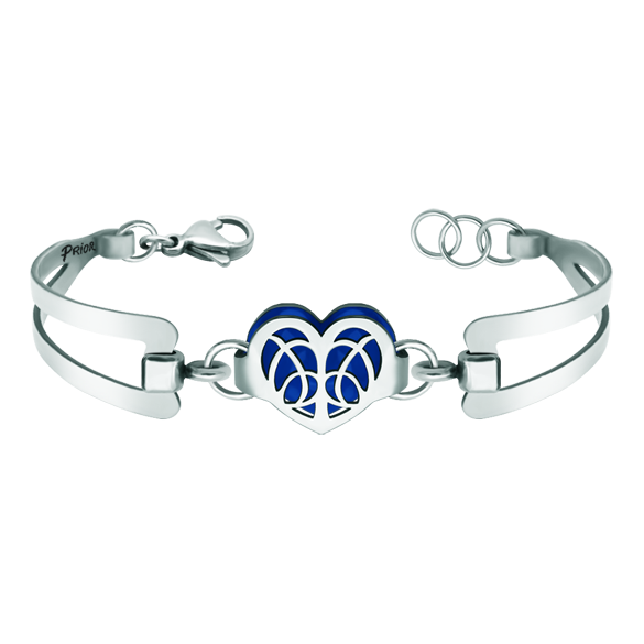 Bracelet Art Nouveau en argent et acier "Heart"Referencia: PU2681Bracelet en acier inoxydable poli, avec un cœur ajouré Art Nouveau en argent sterling et émaillé, avec un bracelet exclusif Art Nouveau.