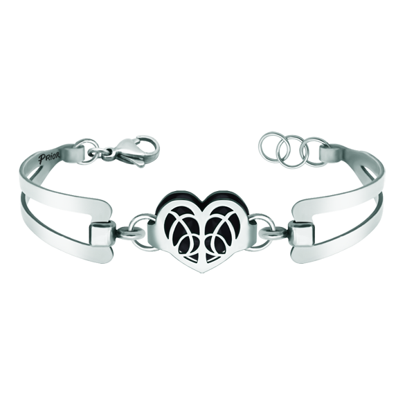"Heart" silver and steel Art Nouveau braceletRef. code: PU2681Bracelet made of steel, with an Art Nouveau style heart in sterling silver and enameled.