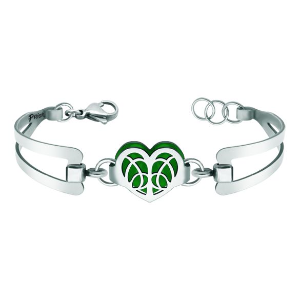 Pulsera Art Nouveau de plata y acero "Corazón"Referencia: PU2681Pulsera fabricada en acero pulido, con un corazón de estilo Art Nouveau calada en plata de ley y esmaltada, con un exclusivo brazalete Art Nouveau.