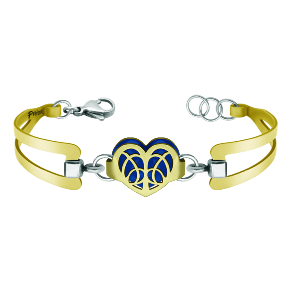 "Art Nouveau Heart" gold and steel braceletRef. code: PU2682Bracelet gold plated, with an Art Nouveau style heart gold plated and enameled.