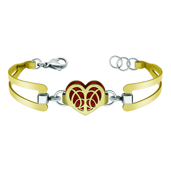 "Art Nouveau Heart" gold and steel braceletRef. code: PU2682Bracelet gold plated, with an Art Nouveau style heart gold plated and enameled.