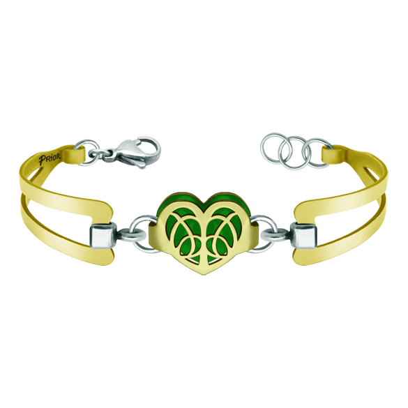 Pulsera en Oro y acero "Corazón Art Nouveau"Referencia: PU2682Pulsera chapada en oro, con un corazón de estilo Art Nouveau calada y chapada en oro y esmaltada a mano, con un exclusivo brazalete Art Nouveau.