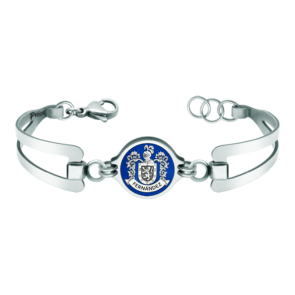 Personalisiertes Stahl- und Silberarmband "Wappenschild"Ref. Code: PU2701Personalisiertes Stahlarmband mit dem Wappen des Familiennamens, in Sterlingsilber geschnitzt und im Ofen emailliert.Ein Werk sorgfältiger Handwerkskunst mit einer ewigen Garantie.