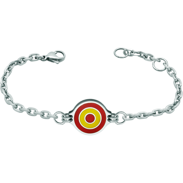 Silberarmband "Spanische Flagge"Ref. Code: PU2729Armband mit der Flagge Spaniens, die im Flachrelief in Sterlingsilber geschnitzt und im Ofen emailliert wurde, ergänzt durch polierten Stahl, der sich weich anfühlt, ein Werk von großer handwerklicher Sorgfalt mit ewiger Garantie.