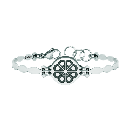 Silver and steel bracelet "Salamanca charro button"Ref. code: PU2733Stainless steel bracelet with the charro button carved in low relief in sterling silver and enameled in the oven.