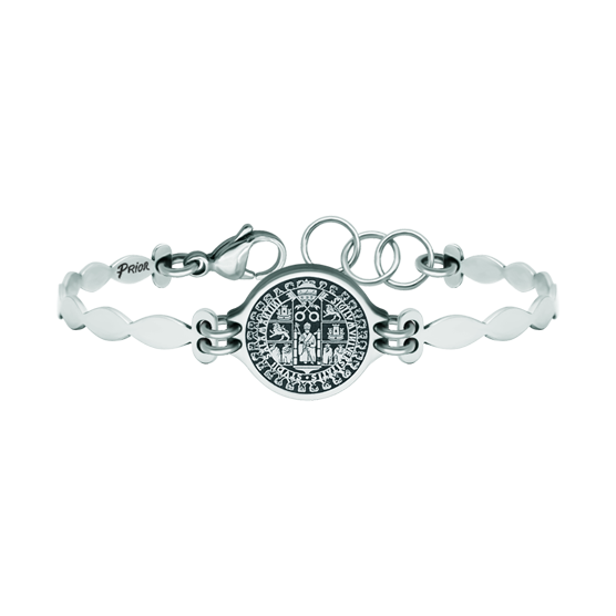 Silver and steel bracelet "Shield of the University of Salamanca"Ref. code: PU2736Stainless steel bracelet with the coat of arms of the University of Salamanca carved in sterling silver and enameled in the oven.