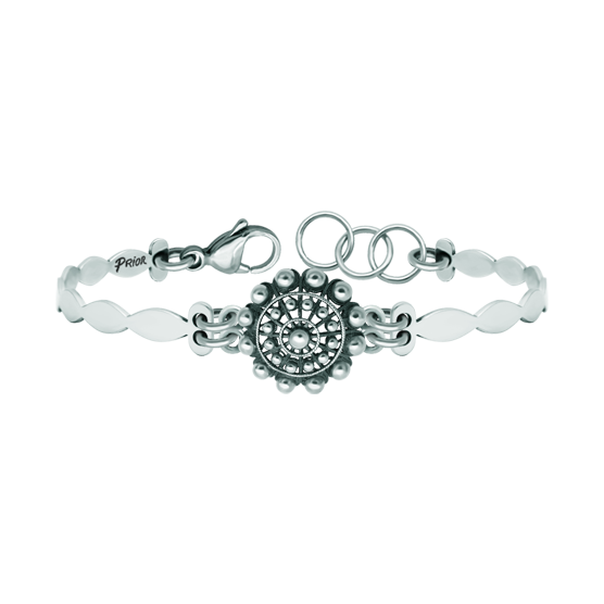 Pulsera Botón Charro de plata y aceroReferencia: PU2737Pulsera de acero con boton charro en plata de ley.